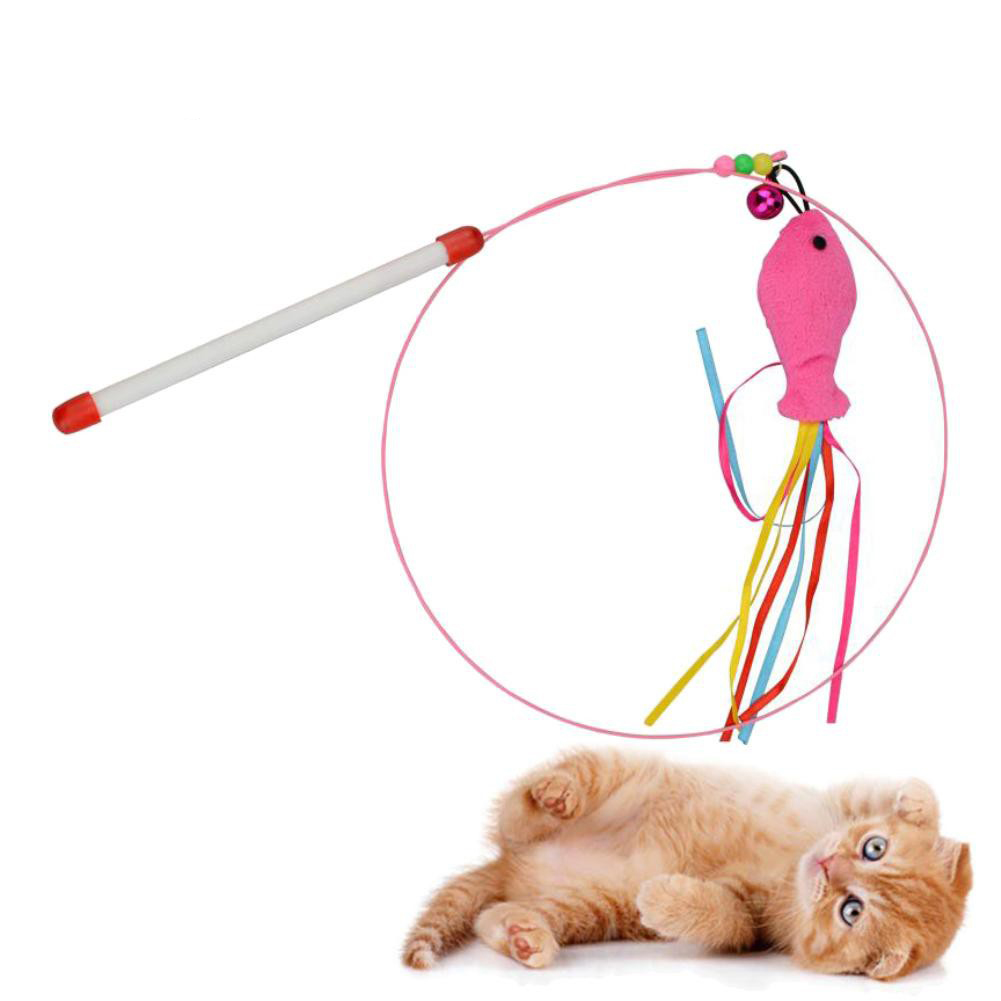 10 Đồ chơi tốt nhất cho mèo Anh lông ngắn nên mua 6 Cần câu mèo kim loại dẻo hình cá